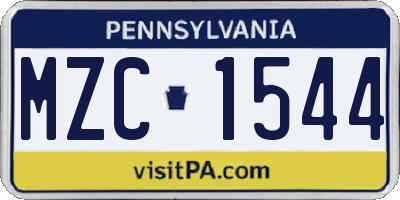 PA license plate MZC1544