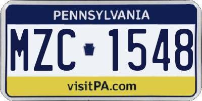 PA license plate MZC1548