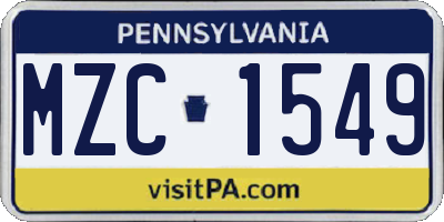 PA license plate MZC1549