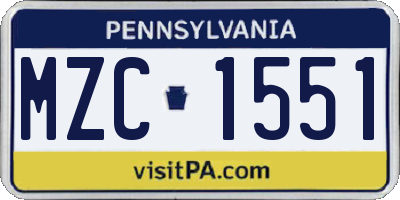 PA license plate MZC1551