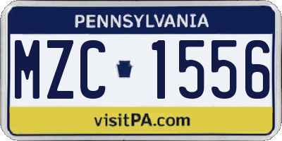 PA license plate MZC1556