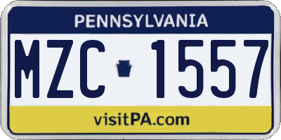PA license plate MZC1557