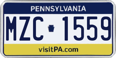PA license plate MZC1559