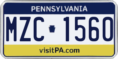 PA license plate MZC1560