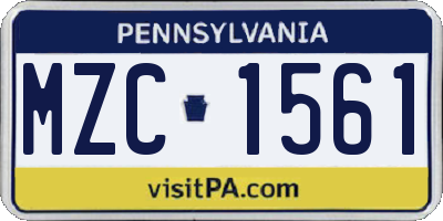 PA license plate MZC1561