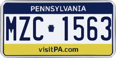 PA license plate MZC1563