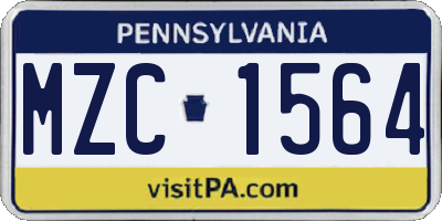 PA license plate MZC1564