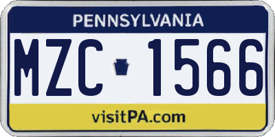 PA license plate MZC1566
