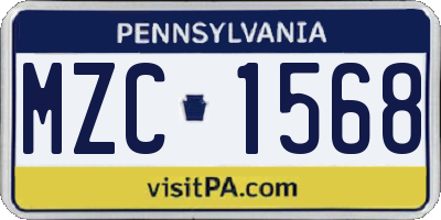 PA license plate MZC1568