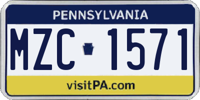 PA license plate MZC1571