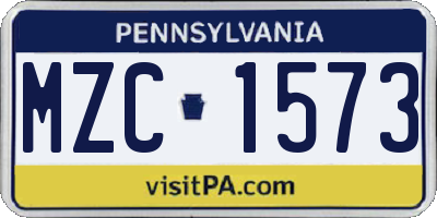 PA license plate MZC1573