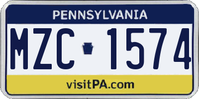 PA license plate MZC1574