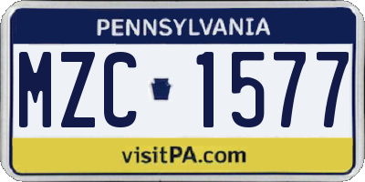PA license plate MZC1577