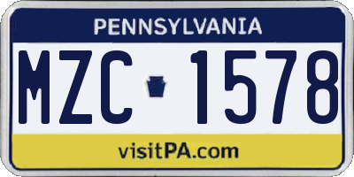 PA license plate MZC1578