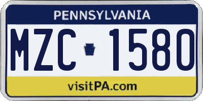 PA license plate MZC1580
