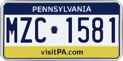 PA license plate MZC1581