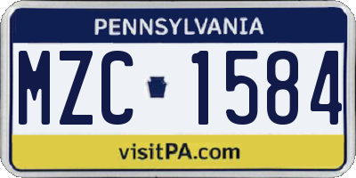 PA license plate MZC1584