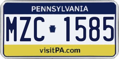 PA license plate MZC1585