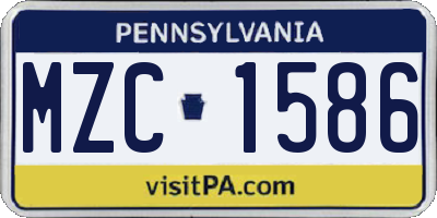 PA license plate MZC1586