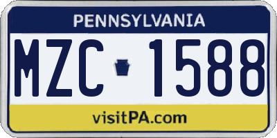 PA license plate MZC1588