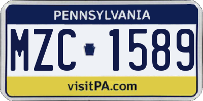 PA license plate MZC1589