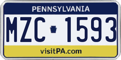 PA license plate MZC1593