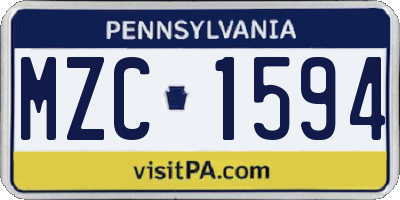 PA license plate MZC1594