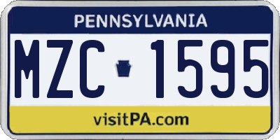 PA license plate MZC1595