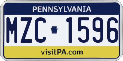 PA license plate MZC1596