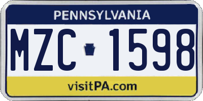 PA license plate MZC1598
