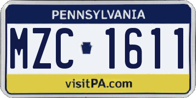 PA license plate MZC1611