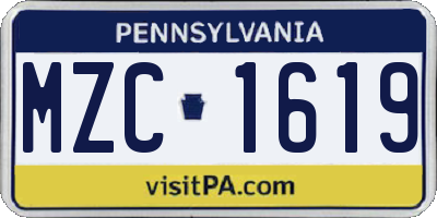 PA license plate MZC1619
