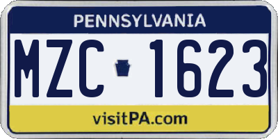 PA license plate MZC1623