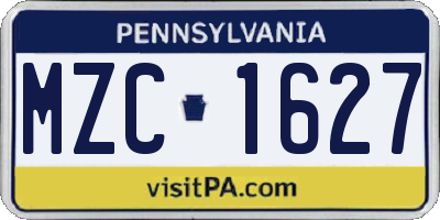 PA license plate MZC1627
