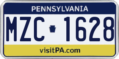 PA license plate MZC1628