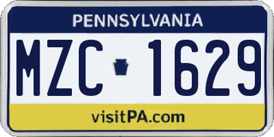 PA license plate MZC1629