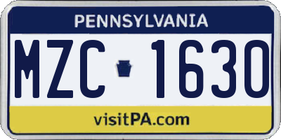 PA license plate MZC1630