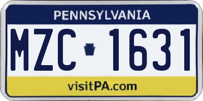 PA license plate MZC1631