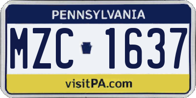 PA license plate MZC1637