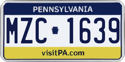 PA license plate MZC1639