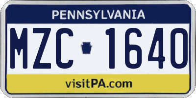 PA license plate MZC1640