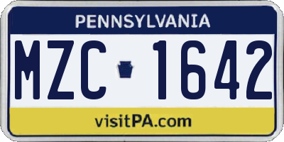 PA license plate MZC1642