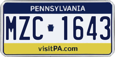 PA license plate MZC1643
