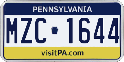 PA license plate MZC1644