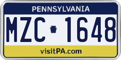 PA license plate MZC1648