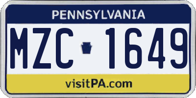 PA license plate MZC1649