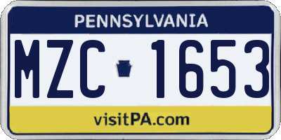 PA license plate MZC1653