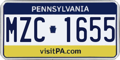 PA license plate MZC1655