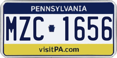 PA license plate MZC1656