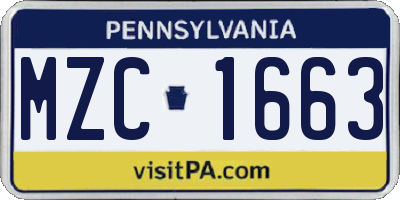 PA license plate MZC1663